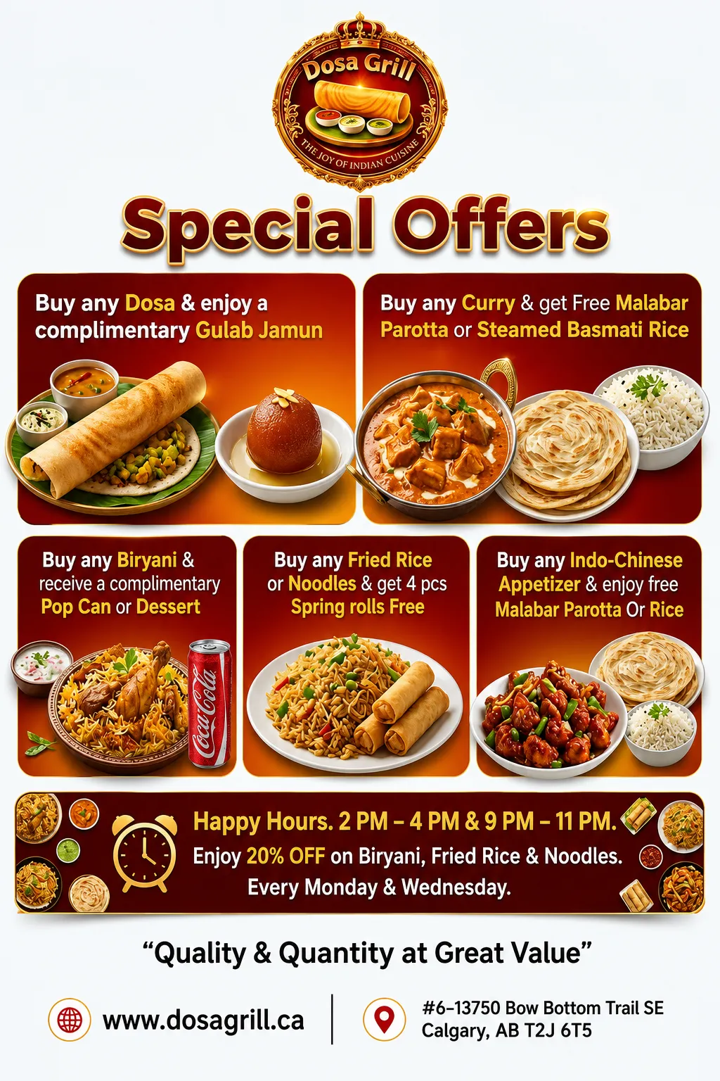 Special Offer at Dosa Grill Calgary